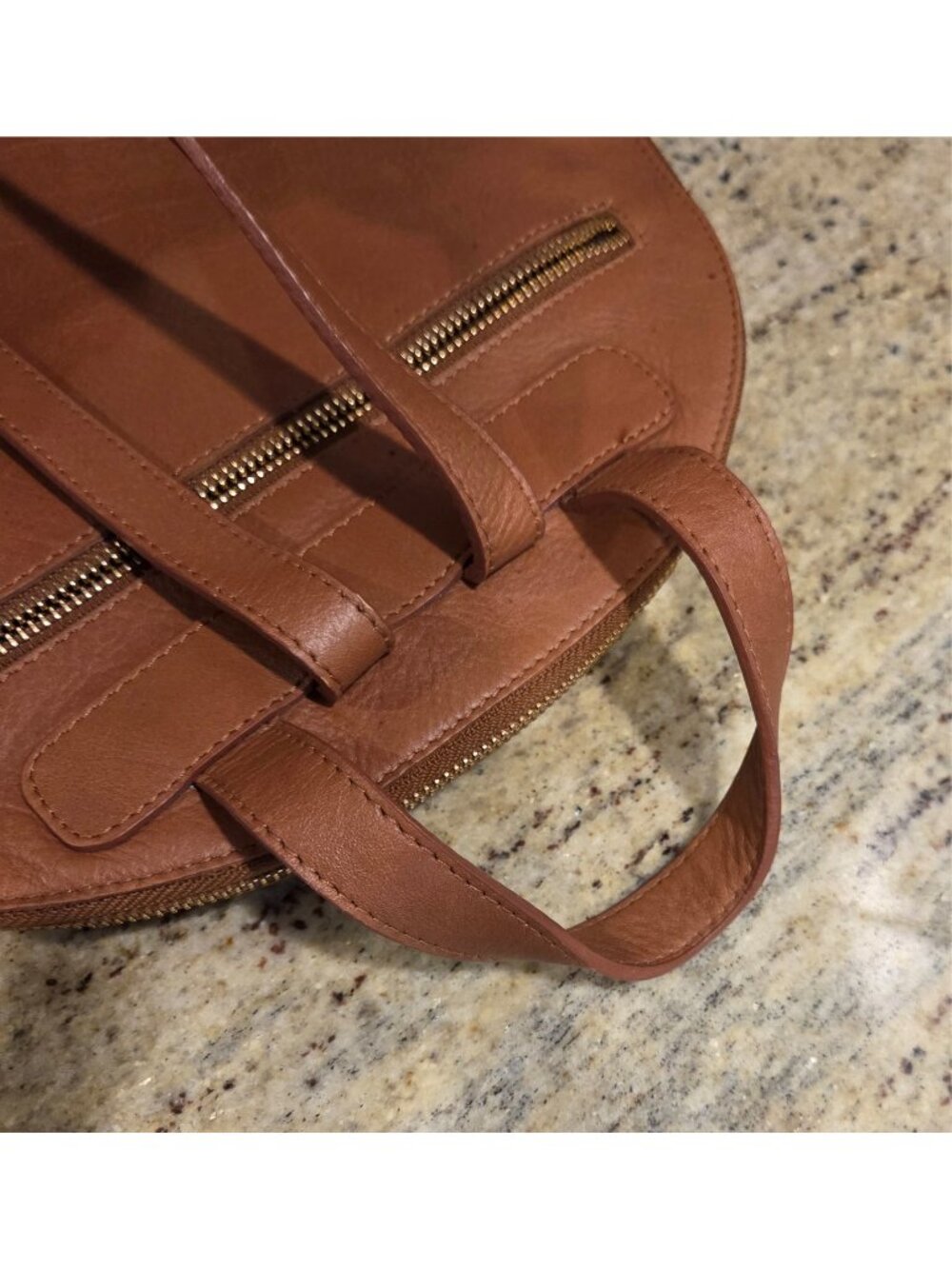 VELEZ Leather Backpack Bird Fabric Interior Brown - Picture 8 of 16